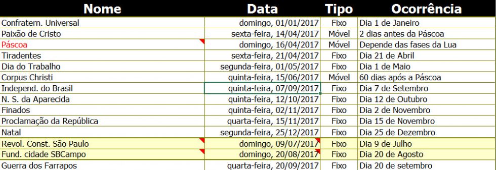 Calendário permanente + gerador de calendários no Excel 3.0