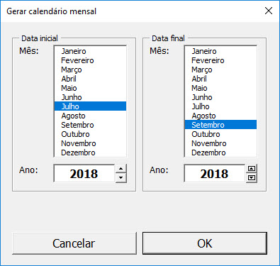 Calendário permanente + gerador de calendários no Excel 3.0