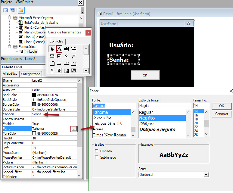 Como fazer uma tela de login no Excel