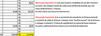 Planilha para o cÃ¡lculo de horas trabalhadas e salÃ¡rio devido 15.0 no Excel