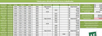 Planilha para o cÃ¡lculo de horas trabalhadas e salÃ¡rio devido 15.0 no Excel