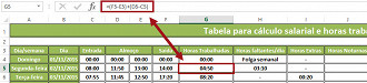 Planilha para o cÃ¡lculo de horas trabalhadas e salÃ¡rio devido 15.0 no Excel