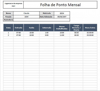 Planilha de Controle de Horas e Folha de Ponto no Excel; faÃ§a o download grÃ¡tis