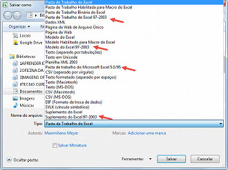 Reparem que podemos salvar até mesmo para a versão do Office de 1995