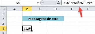 Veja que o resultado da multiplicação é imenso e não coube na célula.