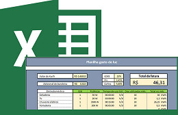 Planilha para cálculo de consumo elétrico e valor da conta de luz no Excel 5.0 Planilha para cálculo de consumo elétrico e valor da conta de luz no Excel 5.0