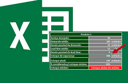 Planilha de estoque de segurança e estoque mínimo no Excel 2.0 Planilha de estoque de segurança e estoque mínimo no Excel 2.0