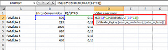 Como atribuir um valor mÃ­nimo a uma multiplicaÃ§Ã£o no Excel