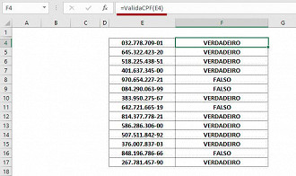 Resultado após aplicar a função aos nossos CPFs