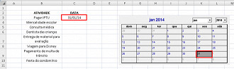 Como adicionar um calendÃ¡rio no Excel 2007